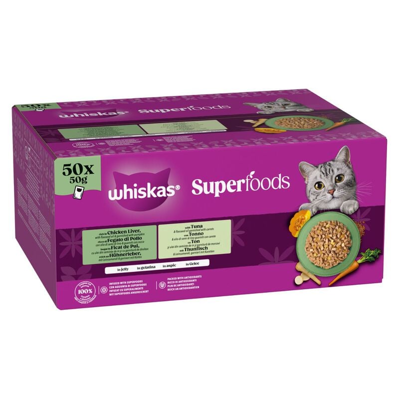Whiskas Superfood Gatto Adulto Bustine in Gelatina 50 pz x 50 gr