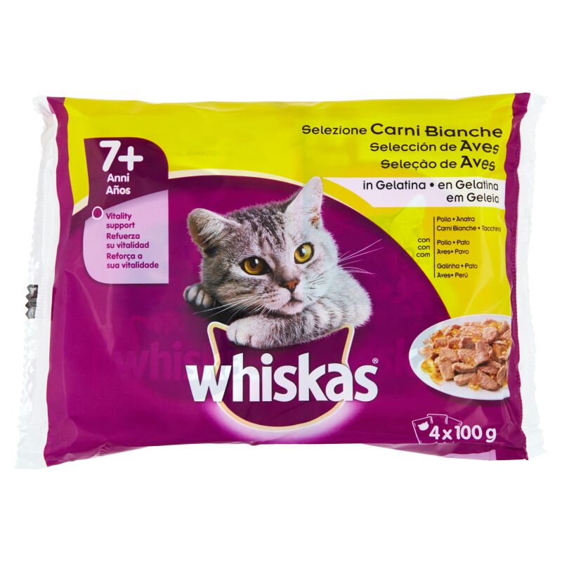 Whiskas Cat Senior 7+ Selezioni carni bianche in gelatina 4x100 gr