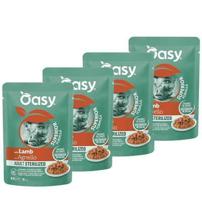 Oasy Bocconcini in Salsa per gatti adulti sterilizzati con Agnello 85 gr