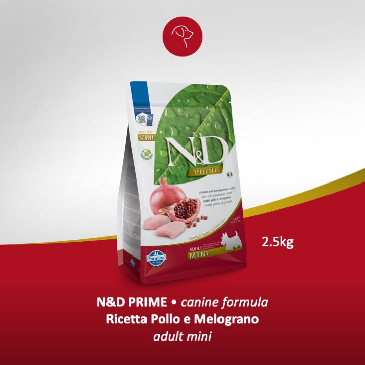 Farmina N&D Getreidearm Adult Mini Huhn & Granatapfel Trockenfutter – 2,5 Kg, Ohne Mais