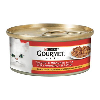 Gourmet Rosso Cat Adult Tocchetti Mignon in Salsa con Pollo e Tacchino 195 gr