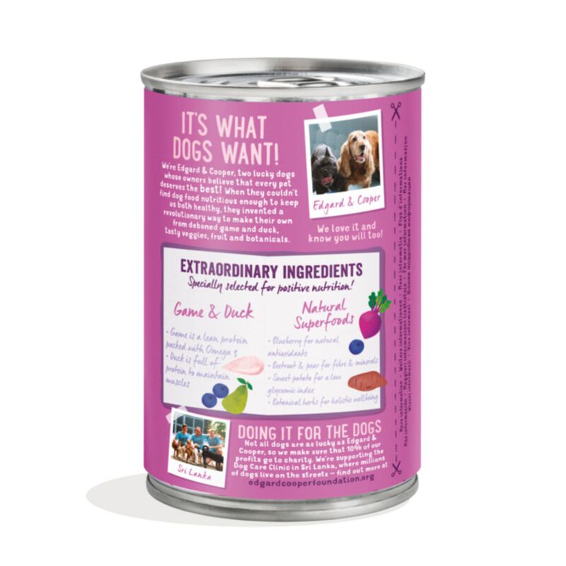 Edgard & Cooper Dog Adult Selvaggina e Anatra 400 gr