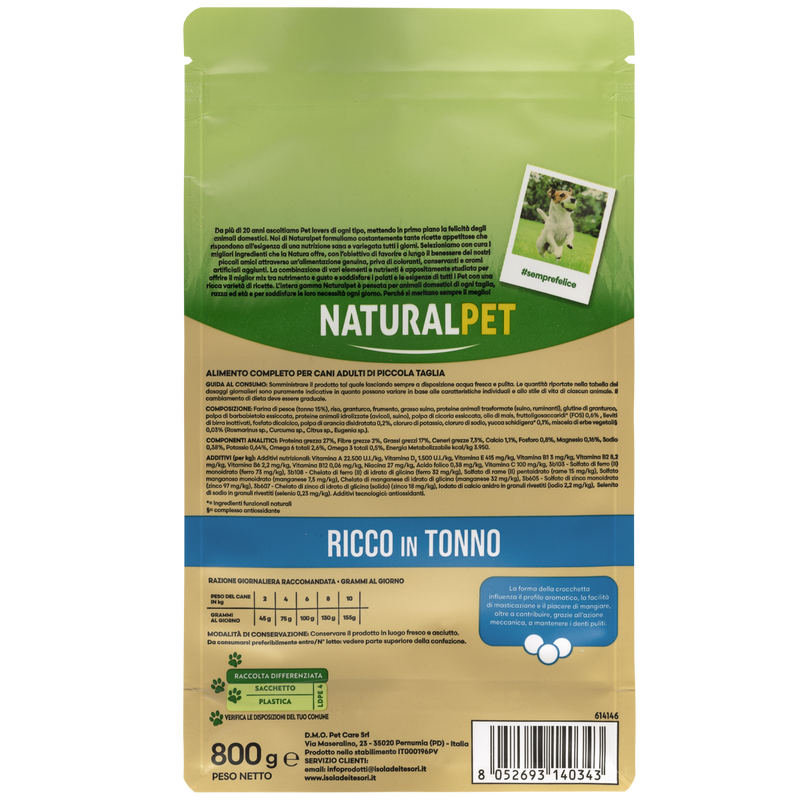 Naturalpet Premium Dog Adult Mini ricco in Tonno 800gr