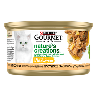 Gourmet Nature's Creations Cat Adult Ricco in Tacchino con spinaci e pastinaca 85 gr