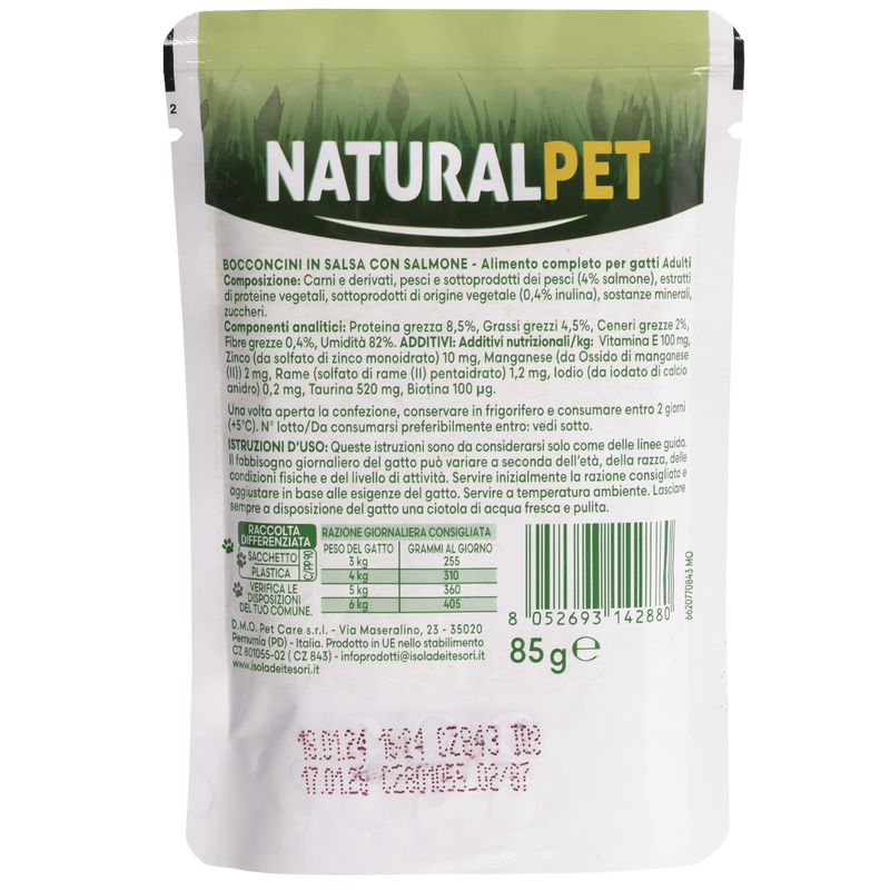 Naturalpet Cat Adult Bocconcini in salsa con Salmone 85gr