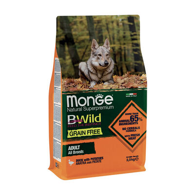Monge BWild Grain Free Dog Adult All Breeds Anatra con Patate 2,5 kg