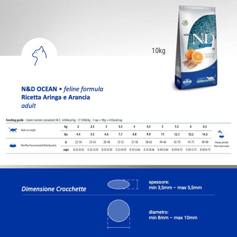 Farmina N&D Ocean Cat Adult Aringa e Arancia 10 kg