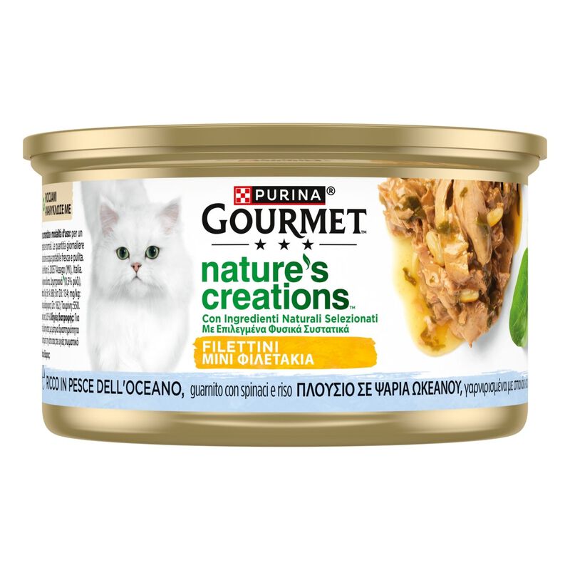 Gourmet Nature's Creations Cat Adult Ricco in Pesce dell'oceano con spinaci e riso 85 gr