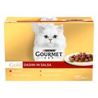Gourmet Gold Cat Adult Dadini in Salsa con Manzo, Salmone e Pollo, Tacchino e Anatra, Pollo e Fegato 12x85 gr