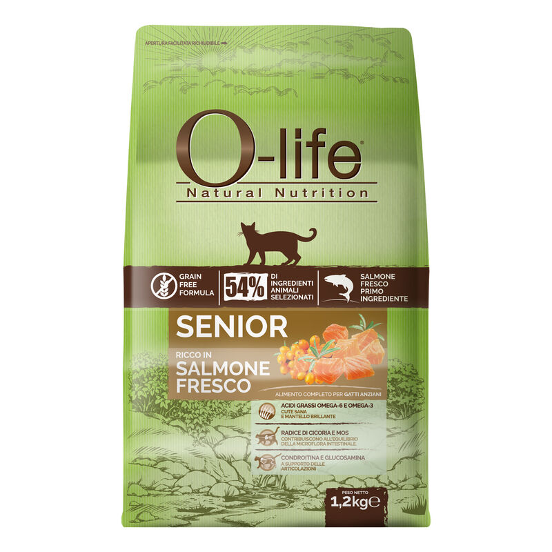 O-life Cat Senior: Alimento Completo con Salmone 1,2 Kg