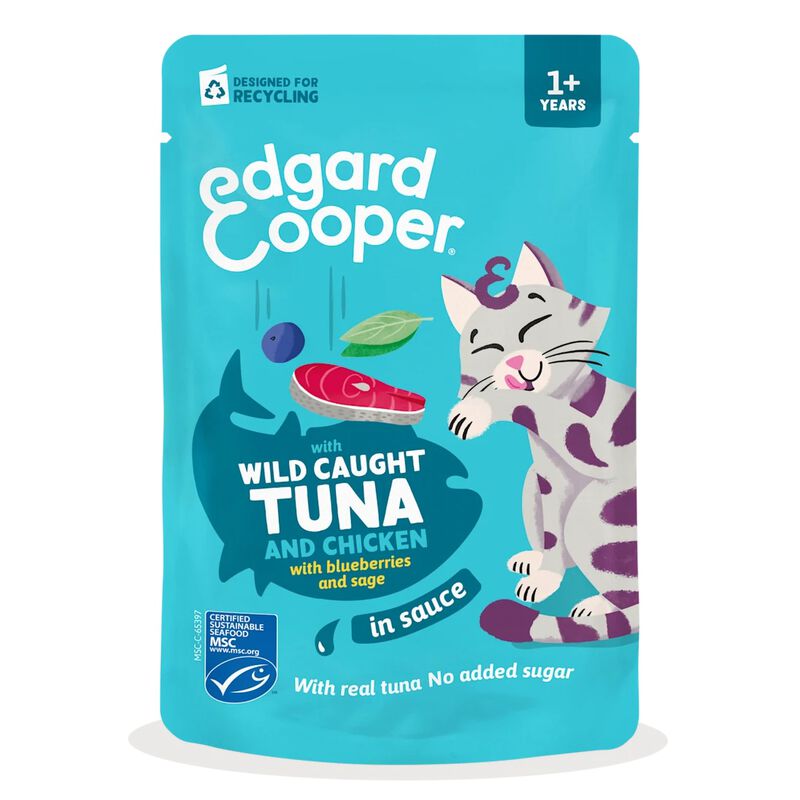 Edgard & Cooper Bocconcini in Salsa per gatti con Tonno e Pollo 85 gr