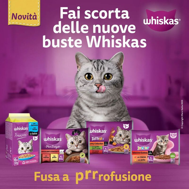 Whiskas Pranzetti Senior Carni Bianche in Salsa con Pollo e Tacchino 6 x 50 gr