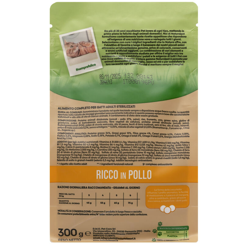 Naturalpet Premium Cat Adult Sterilised ricco in Pollo 300gr