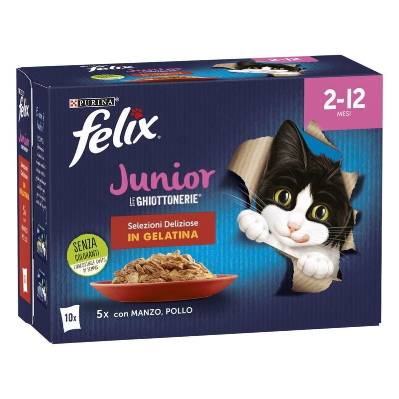 Felix Le Ghiottonerie Kitten Selezioni Deliziose Manzo e Pollo 72 pz x 85 gr