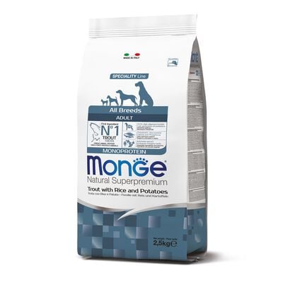 Monge Natural Superpremium Crocchette per cani adulti Trota, riso e patate 2,5 kg