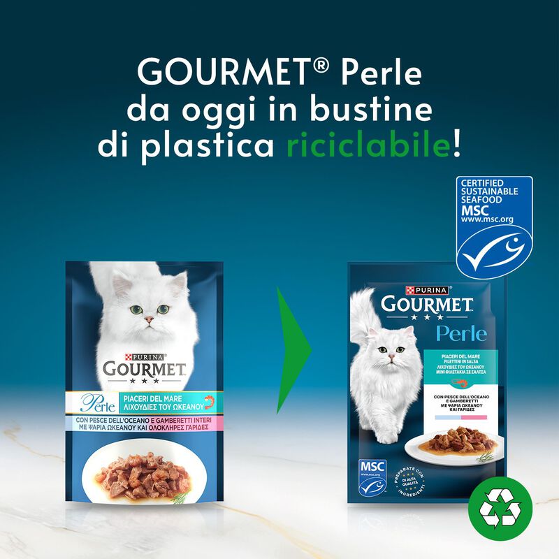 Gourmet Perle Duetti Cat Adult con Pesce dell'Oceano e Tonno 85 gr
