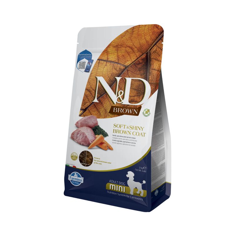 N&D Farmina Brown Coat Dog Adult Mini Agnello, Carote & Spirulina 2 kg