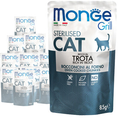 Monge Grill sterilizzati Bocconcini in Jelly Ricco di Trota 85 gr