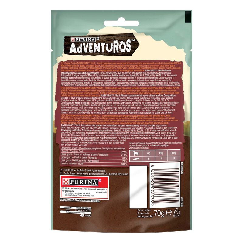 Adventuros Snack Dog High Meat Filetti con Manzo 70gr