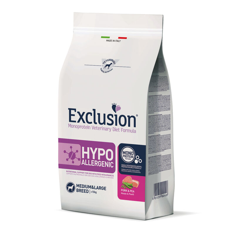 Exclusion Monoprotein Veterinary Diet Dog Medium Large Hypoallergenic Pork Peas 12 Kg