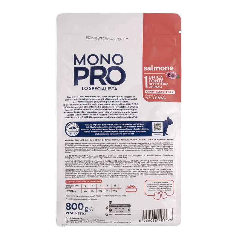 Monopro Dog Adult Mini Grain Free Salmone 800 gr