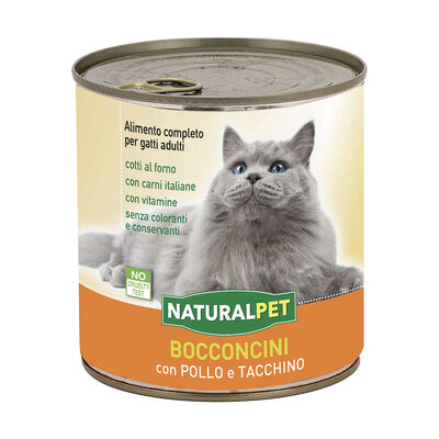 Naturalpet Cat Adult Bocconcini con Pollo e Tacchino 720 gr