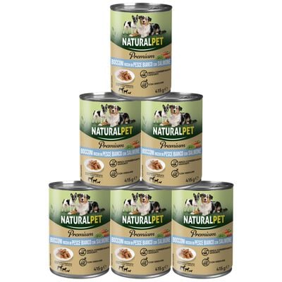Naturalpet Premium Bocconi ricchi in pesce bianco con salmone 415gr
