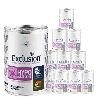 Exclusion Monoprotein Veterinary Diet Dog Hypoallergenic Horse Potato 400 gr