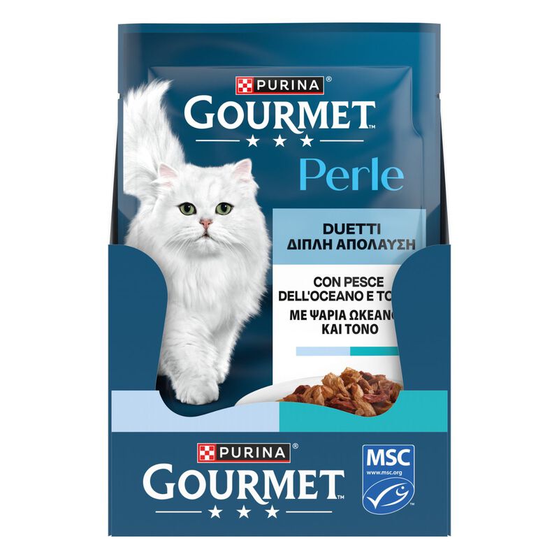 Gourmet Perle Duetti Cat Adult con Pesce dell'Oceano e Tonno 85 gr