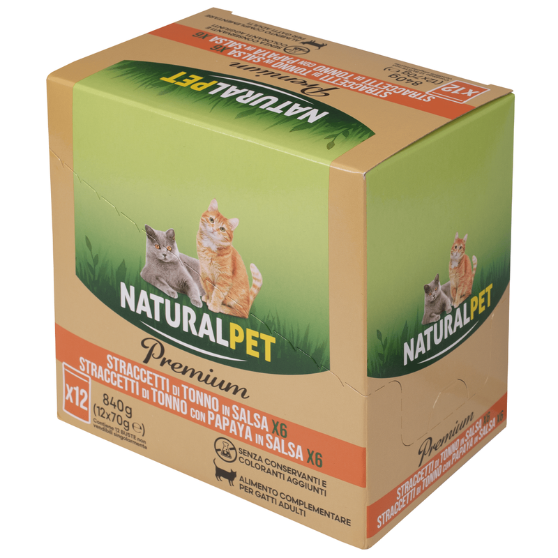 Naturalpet Premium Straccetti di Tonno con Papaya in Salsa e Tonno in Salsa 12x70
