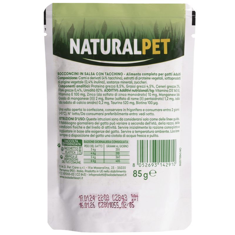 Naturalpet Cat Adult Bocconcini in salsa con Tacchino 85gr
