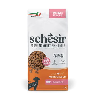 Schesir Monoprotein Crocchette per cani adulti di taglia media Prosciutto 12 kg