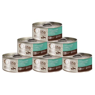 O-life Dog Adult Sfilaccetti Tonnetto striato con verdure 85 gr