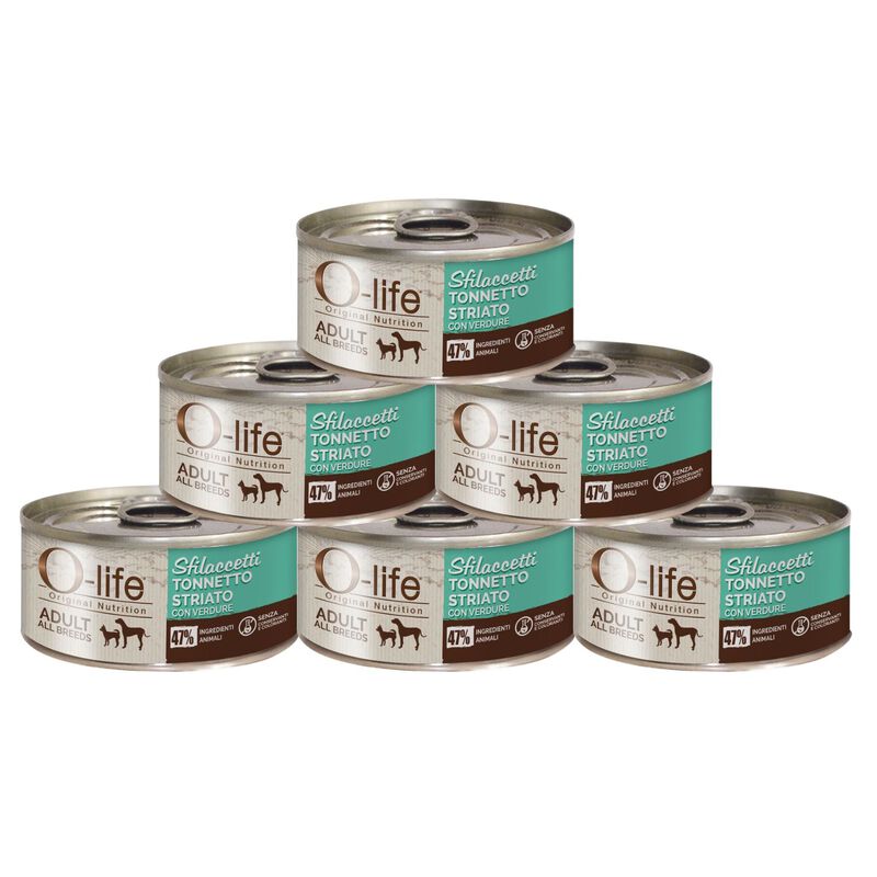 O-life Dog Adult Sfilaccetti Tonnetto striato con verdure 85 gr