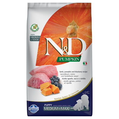 Farmina N&D Pumpkin Dog Puppy Medium & Maxi Agnello e Mirtillo 2,5 kg