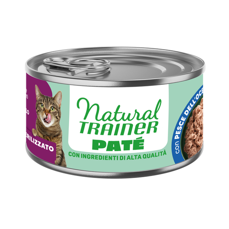 Natural Trainer Pat&eacute; con Pesce dell'Oceano per Gatti Adulti Sterilizzati 85gr