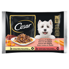 Cesar Dog Delizie del Giorno Multipack Pollo e Verdure e Manzo e Carote in Salsa 4x100 gr