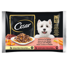 Cesar Dog Delizie del Giorno Multipack Pollo e Verdure e Manzo e Carote in Salsa 4x100 gr image number 0