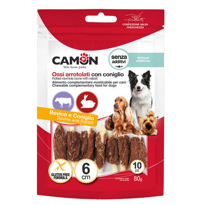 Camon Snack Ossicini di Pelle Bovina con Coniglio 10 pz 80 gr