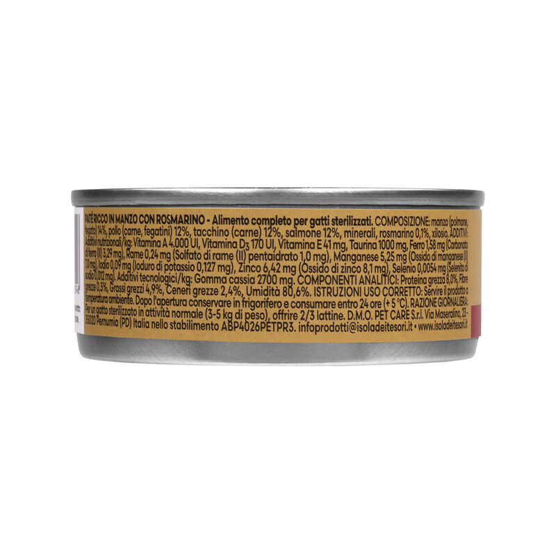 Naturalpet Premium Cat Adult Sterilized Pat&eacute; ricco in Manzo con rosmarino 85gr