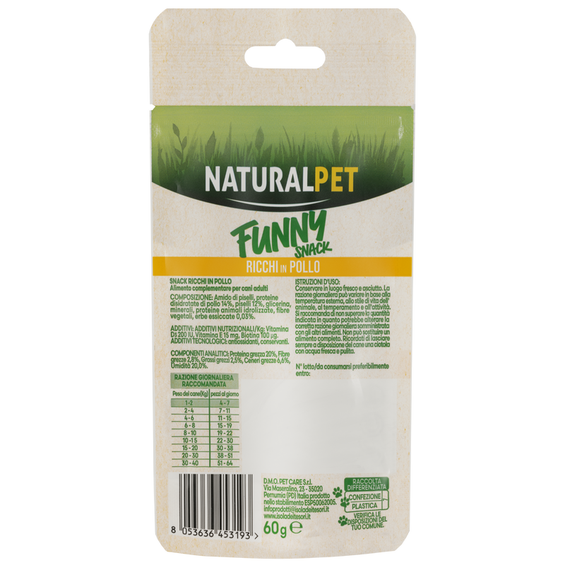 Naturalpet Funny Snack Ossicini con Pollo 60gr