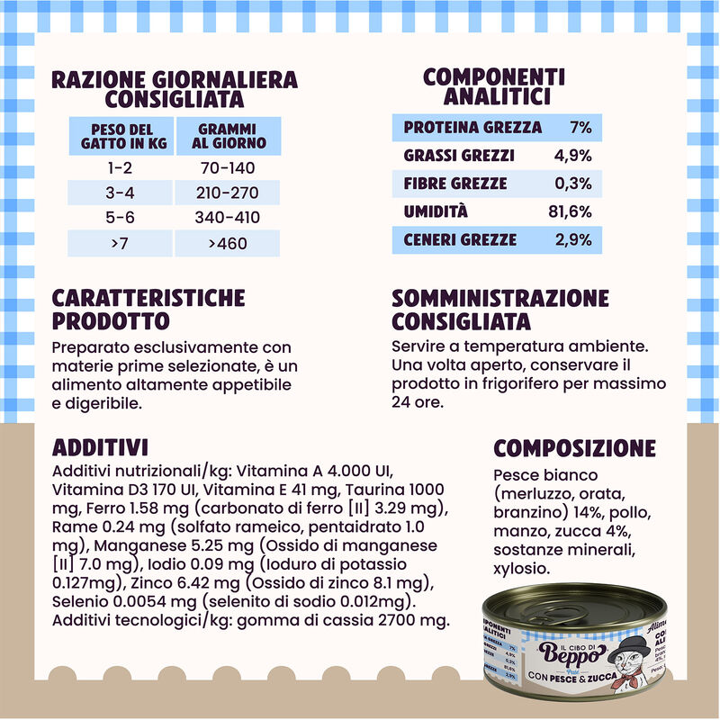 Il Cibo di Beppo Cat Adult Steril paté con pesce&zucca 85gr