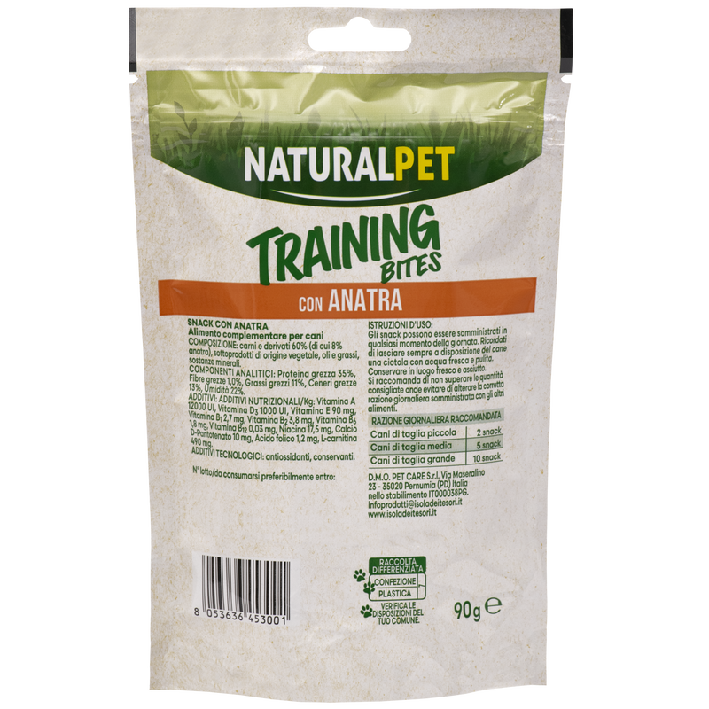 Naturalpet Training Bites Snack Dog Adult con anatra 90gr