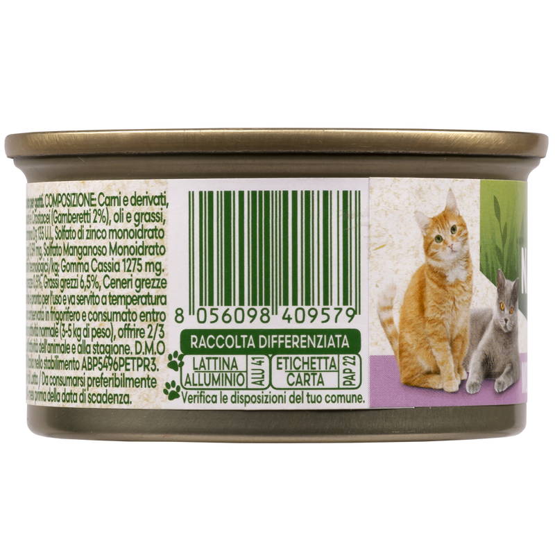 Naturalpet Cat Adult Mousse con Tonno e gamberetti 85 gr