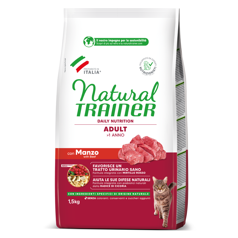 Natural Trainer Cat Adult con Manzo 1,5 kg