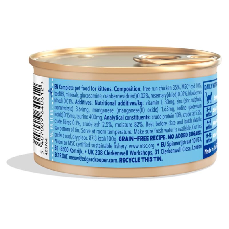 Edgard & Cooper Cat Kitten Bocconcini in Salsa Merluzzo e Pollo 85 gr