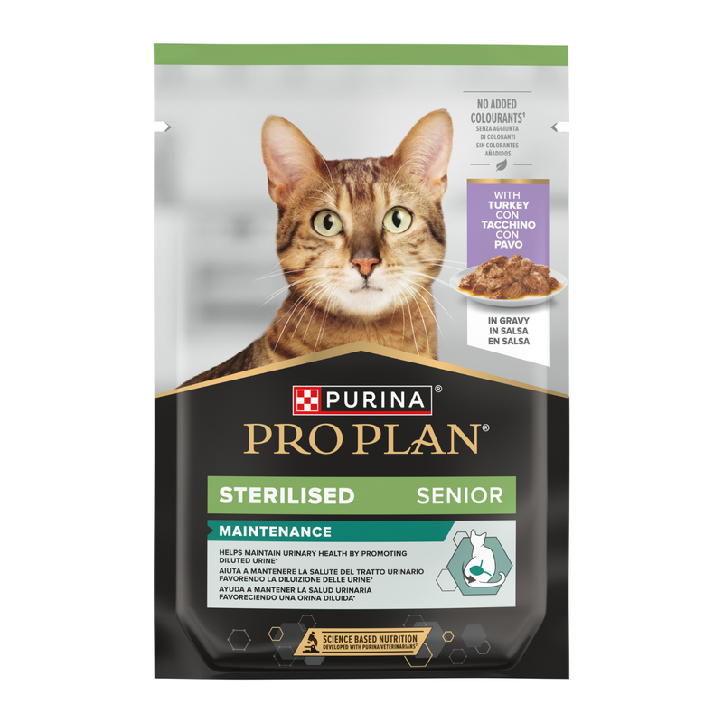 Purina Pro Plan Cat Adult Sterilised Senior 7+ anni Maintenance con tacchino in salsa 85gr