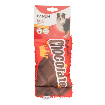 Camon Gioco per Cani Barretta di cioccolato frusciante e con squeaker 20 cm