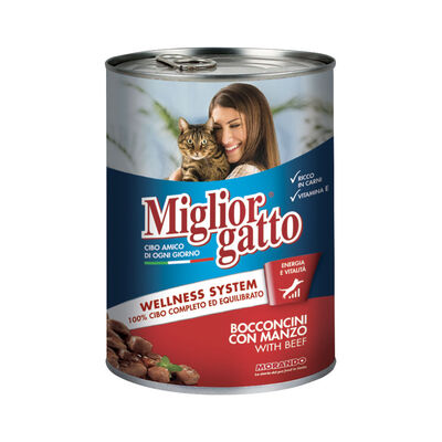 Migliorgatto Cat Adult bocconcini con Manzo 405 gr