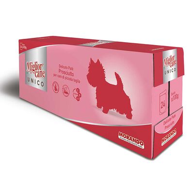 Migliorcane Unico Dog Adult Mini delicato patè Prosciutto 100 gr x 24 pz